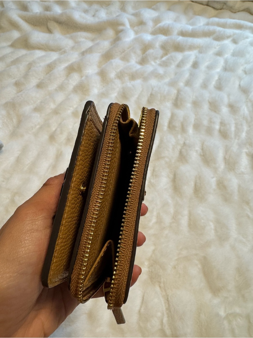 Tan Pebbled Leather Zip Wallet with Logo Accent! BRAND NEW AND FREE GWP 😍😍 - Picture 13 of 16